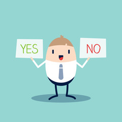 Yes or No sign Business man Cartoon character
