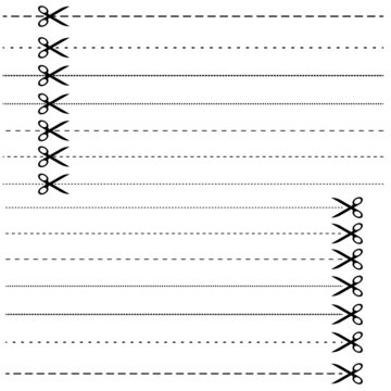 Set - Schere mit Strichlinie