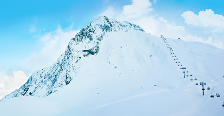 Cable car in the  mountains