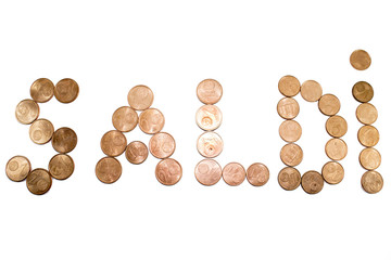 Saldi su sfondo bianco scritto in centesimi