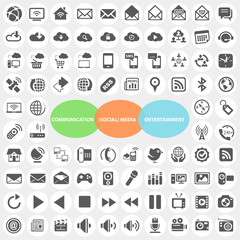Set of Communicatiob Social Media Entertainment Icons - obrazy, fototapety, plakaty