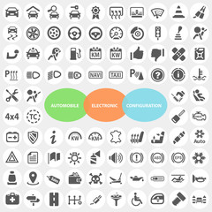 Set of Automobile Electronic Configuration Icons