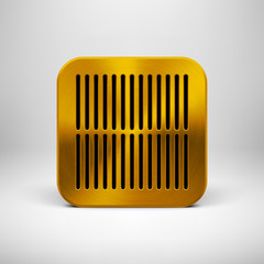 Technology App Icon with Gold Metal Texture