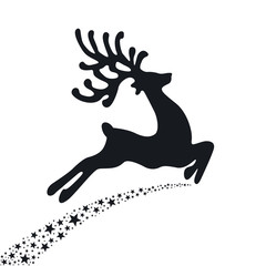 black reindeer flying stars
