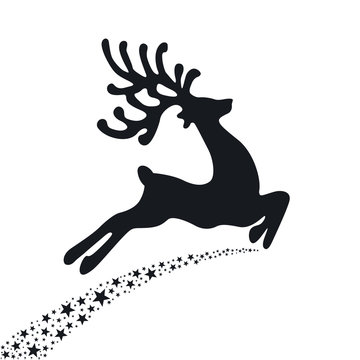 recommend clip art: black reindeer flying stars
