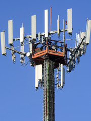 telephone antennas pylon , blue sky