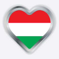 Hungary  Flag Heart Glossy Button