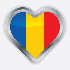 Fototapeta premium Romanian Flag Heart Glossy Button