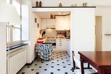 interior, comfortable small apartment, kitchen view