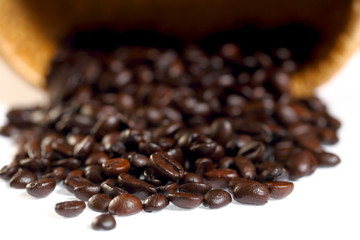Coffee beans on white backgrond