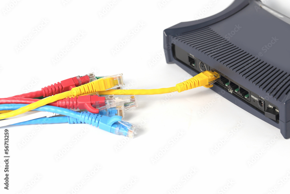 Aufkleber Network switch and UTP ethernet cables