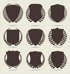 medieval shields and laurel wreath collection