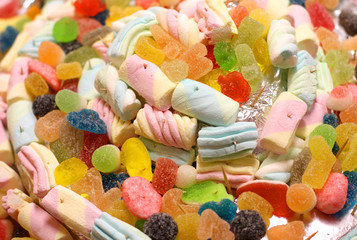 tasty candy Gummy cake and candy sweets