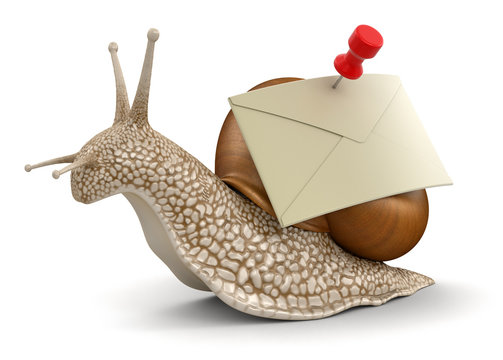 Snail and letter (clipping path included)