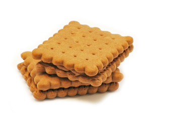 Biscuits with chocolate isolated on white background