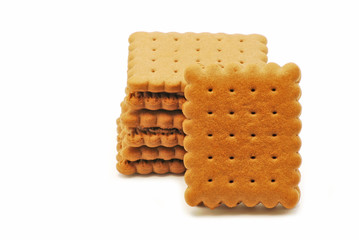 Biscuits with chocolate isolated on white background