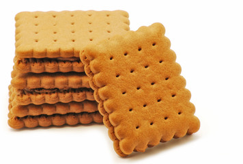 Biscuits with chocolate isolated on white background