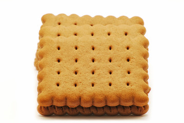Biscuits with chocolate isolated on white background