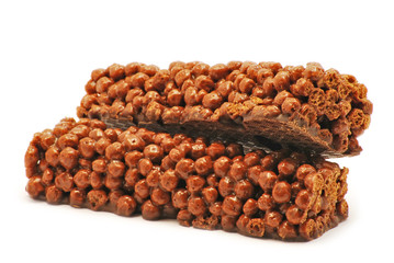 Chocolate Muesli Bars isolated on white background