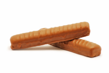 Chocolate bars isolated on white background