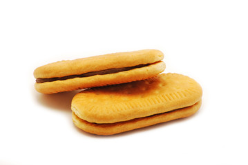 Biscuit with cocoa cream isolated on white background