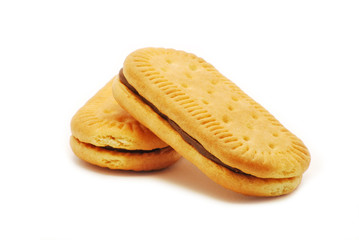 Biscuit with cocoa cream isolated on white background