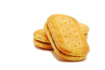 Biscuit with cocoa cream isolated on white background