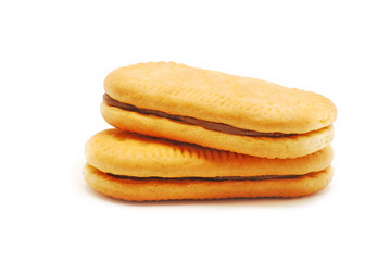 Biscuit with cocoa cream isolated on white background