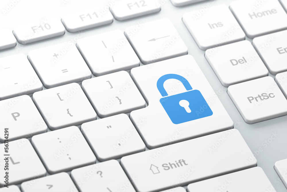 Aufkleber privacy concept: closed padlock on computer keyboard background