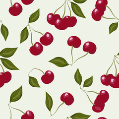 Seamless pattern with cherries