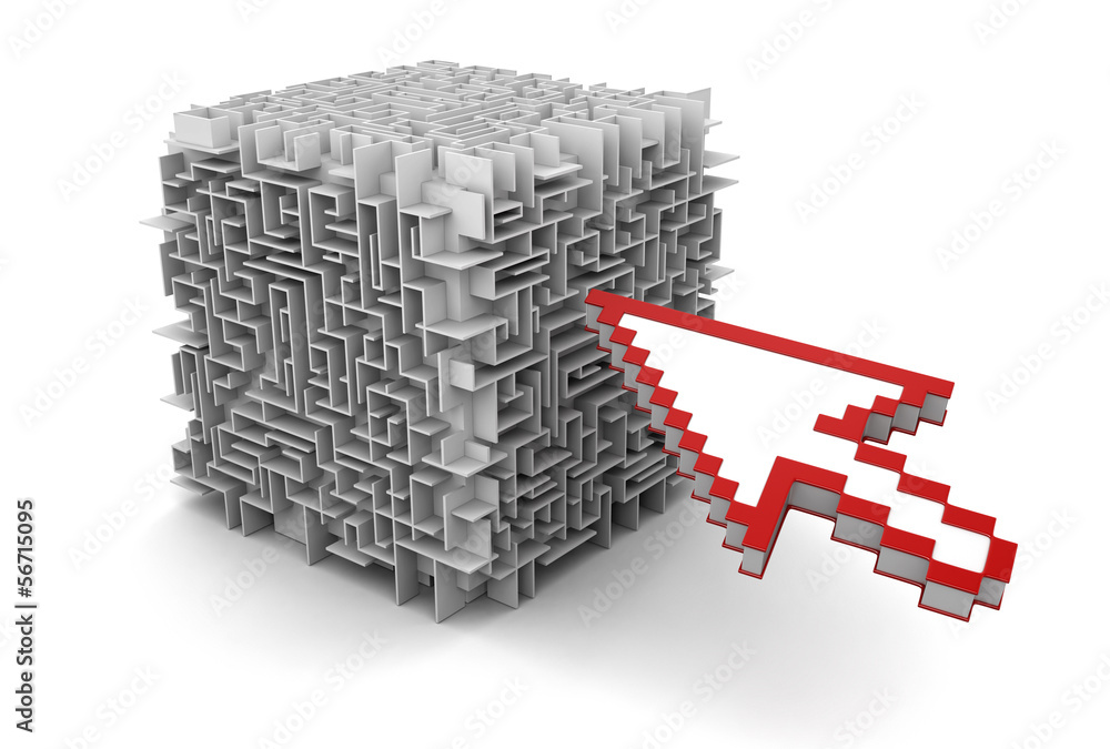 Poster cube maze and cursor (clipping path included)