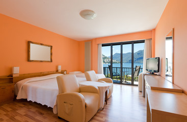 bedroom with lake view