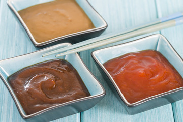 Asian Style Dips - Hoisin sauce, soybean paste and chili sauce