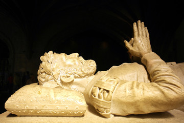 Camoes statue, Jeronimos monastery, Portugal