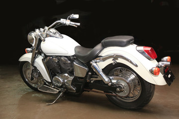 Fototapeta na wymiar white powerful motorcycle