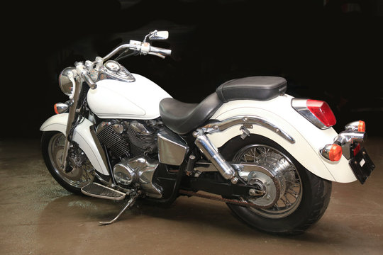 white powerful motorcycle