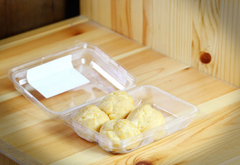 Bread Eclair  on the wooden