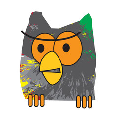 artistic owl with orange eyes