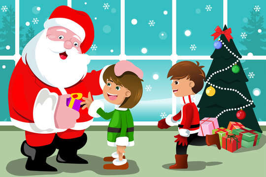 Little kids with Santa Claus