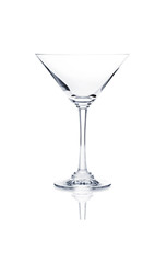 Empty martini glass isolated on white background