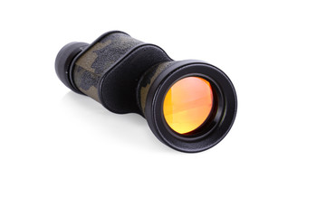 Military colored monocular isolated on white background