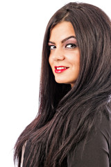 Naklejka premium Closeup of a caucasian brunette
