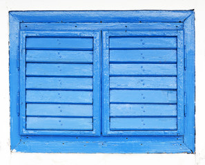Old window with blue shutters