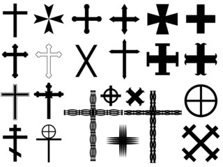Set of different cross illustration on white background