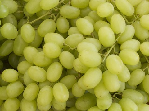 Frische helle gr&uuml;ne Weintrauben auf einem Basar und Wochenmarkt im Stadtteil Erenk&ouml;y in Sahrayicedit und Kadik&ouml;y in Istanbul am Bosporus in der T&uuml;rkei