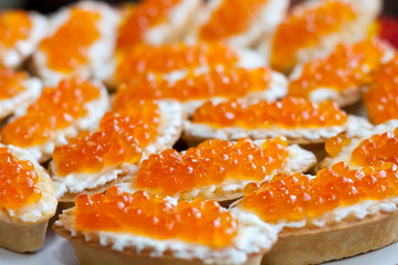 red caviar in tartlets