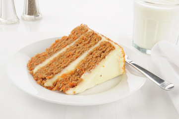 Gourmet carrot cake on a high key setting