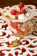 Christmas dessert in a glass with decoration