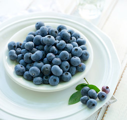Blueberry on white plate