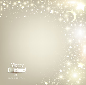 Elegant Christmas background with stars and place for text. Vect
